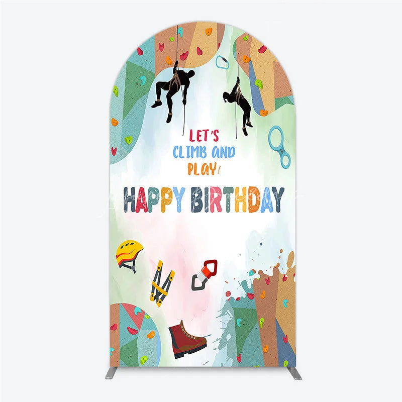 Lofaris Rock Climbing Arch Backdrop Let’s Climb and Play Birthday Party Supplies Decor