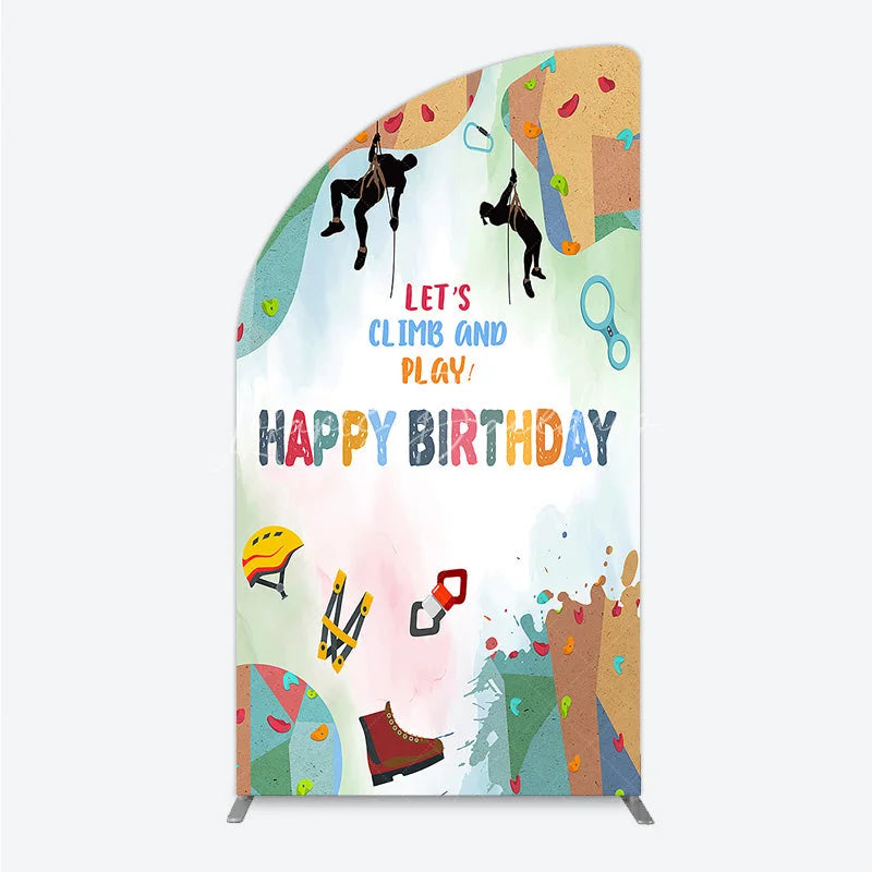 Lofaris Rock Climbing Half Moon Arch Backdrop Let’s Climb and Play Birthday Party Supplies Decor