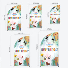 Lofaris Rock Climbing Half Moon Arch Backdrop Let’s Climb and Play Birthday Party Supplies Decor