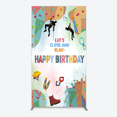 Lofaris Rock Climbing Rectangle Backdrop Let’s Climb and Play Birthday Party Supplies Decor
