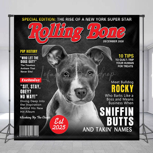 Lofaris Rolling Bone Dog Poster Custom Text Photo Backdrop