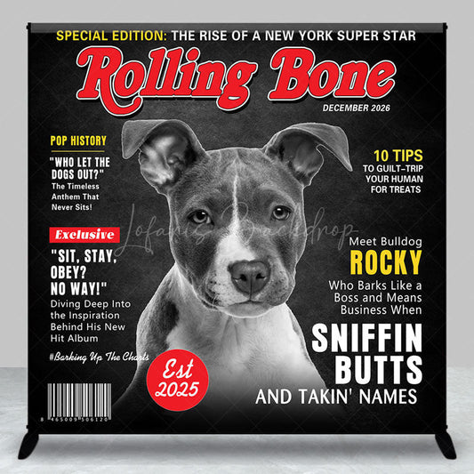 Lofaris Rolling Bone Dog Poster Custom Text Photo Backdrop