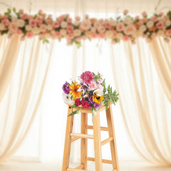 Lofaris Romantic Angelic Floral Windows Wedding Backdrop