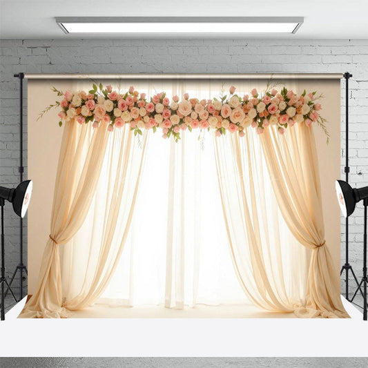 Lofaris Romantic Angelic Floral Windows Wedding Backdrop
