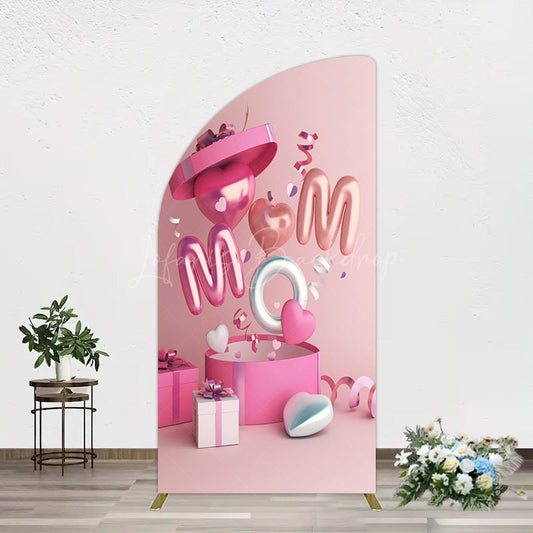 Lofaris Romantic Balloons Gift Box Mothers Day Half Moon Arch Backdrop
