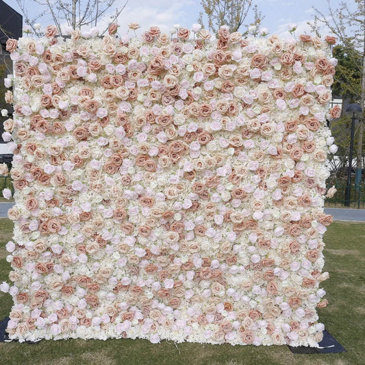 Lofaris Romantic Blush Pink and White Roses Artificial Flower Wall Elegant Floral Wedding Backdrop Party Decor