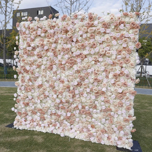 Lofaris Romantic Blush Pink and White Roses Artificial Flower Wall Elegant Floral Wedding Backdrop Party Decor