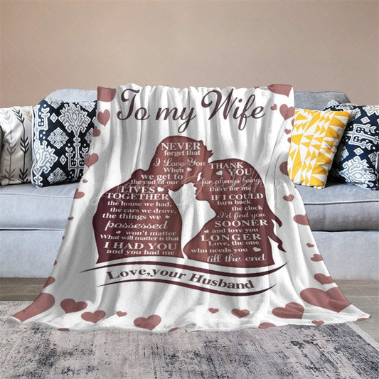 Lofaris Romantic Couple Dense Hearts Custom Text Blanket