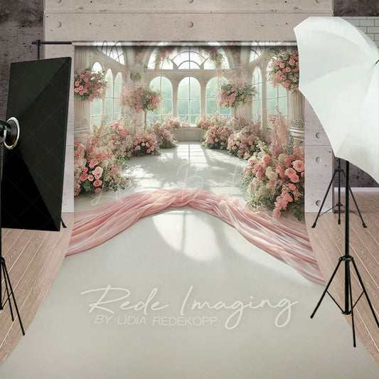 Lofaris Romantic Fancy Room Pink Floral Wedding Sweep Backdrop