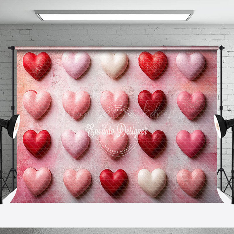 Lofaris Romantic Fine Art Bright Pink Red Love Heart Backdrop