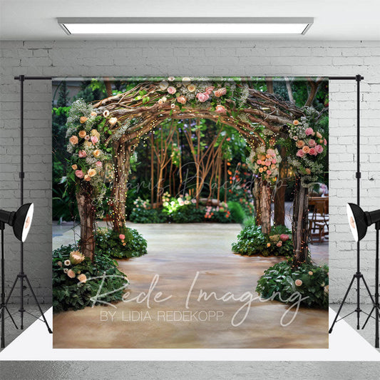 Lofaris Romantic Floral Arch Pavilion Wedding Photo Backdrop