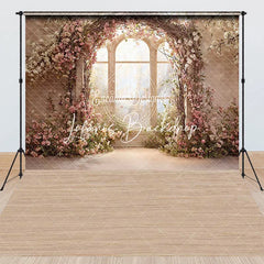 Lofaris Romantic Floral Arch Window with Pink and White Flowers Combo Set Backdrop Elegant Garden Photography Prop