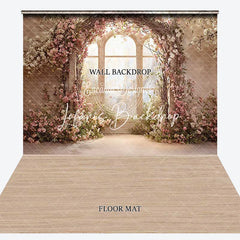 Lofaris Romantic Floral Arch Window with Pink and White Flowers Combo Set Backdrop Elegant Garden Photography Prop