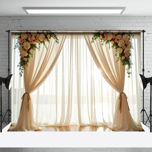 Lofaris Romantic Floral Focal Curtain Wedding Photo Backdrop
