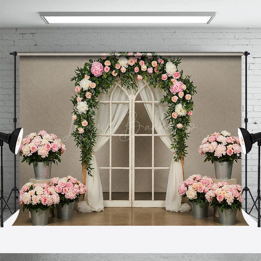 Lofaris Romantic Floral Greenery Arch Wedding Photo Backdrop