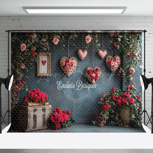 Lofaris Romantic Floral Heart Plant Valentines Day Backdrop