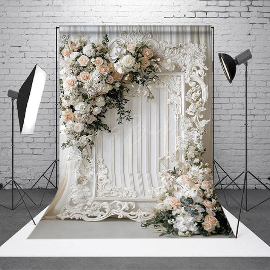 Lofaris Romantic Floral Holy White Wedding Photo Backdrop
