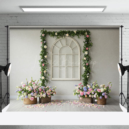 Lofaris Romantic Greenery Floral Wedding Photography Backdrop