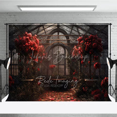 Lofaris Romantic Greenhouse Valentine Day Backdrop Red Roses Glass House Garden Background Wedding Photography Studio Prop