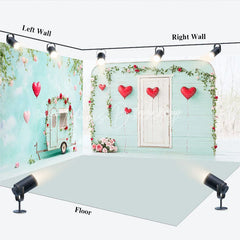 Lofaris Romantic Heart Balloon and Floral Room Set Backdrop Valentine Party Decor