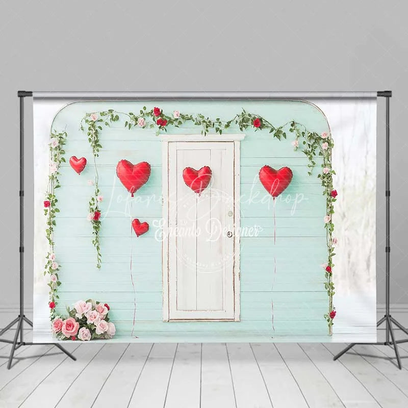 Lofaris Romantic Heart Balloon and Floral Room Set Backdrop Valentine Party Decor