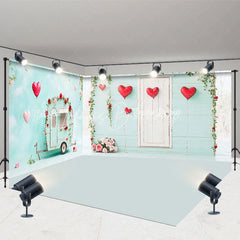 Lofaris Romantic Heart Balloon and Floral Room Set Backdrop Valentine Party Decor