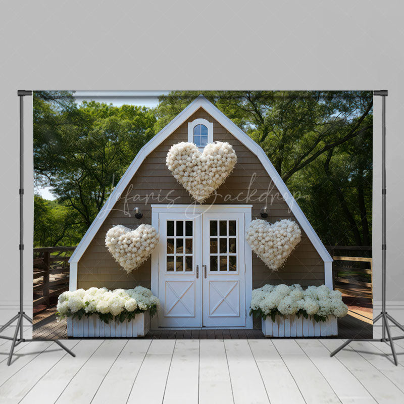 Lofaris Romantic Heart Floral Barn Road Combo Set Backdrop