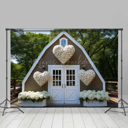 Lofaris Romantic Heart Floral Barn Road Combo Set Backdrop