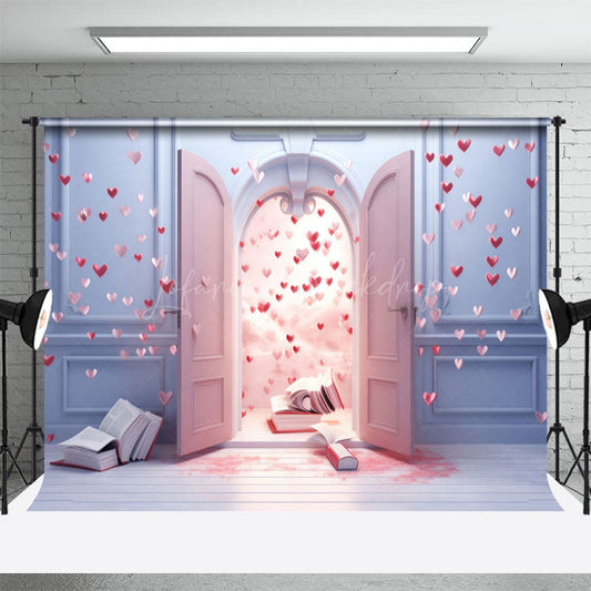 Lofaris Romantic Hearts Pink Purple Retro Wall Photo Backdrop