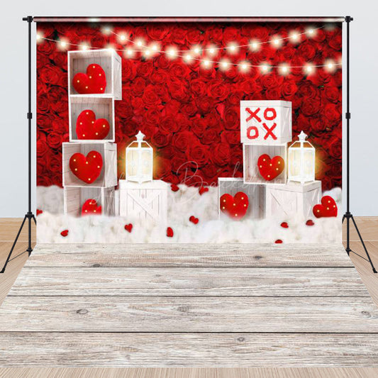 Lofaris Romantic Lighted Red Rose Hearts Combo Set Backdrop