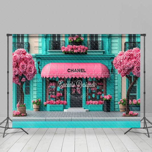 Lofaris Romantic Pink Floral Tree Green Luxury Store Backdrop