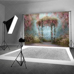 Lofaris Romantic Pink Floral Vines and Ornate Gazebo Photography Backdrop Enchanted Garden Dreamy Portrait Background
