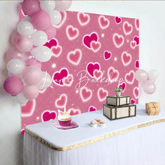 Lofaris Romantic Pink Glowing Hearts and Sparkles Y2K Birthday Backdrop Sweet Celebration Party Decoration.
