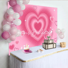 Lofaris Romantic Pink Gradient Layered Hearts Sparkling Birthday Backdrop Y2K Sweet Dreamy Celebration Party Decor