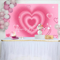 Lofaris Romantic Pink Gradient Layered Hearts Sparkling Birthday Backdrop Y2K Sweet Dreamy Celebration Party Decor