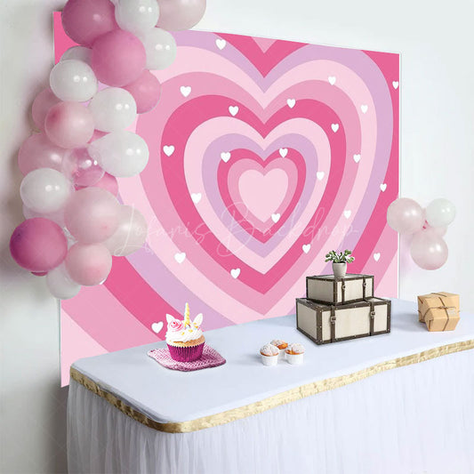 Lofaris Romantic Pink Heart Happy Birthday Backdrop For Girl