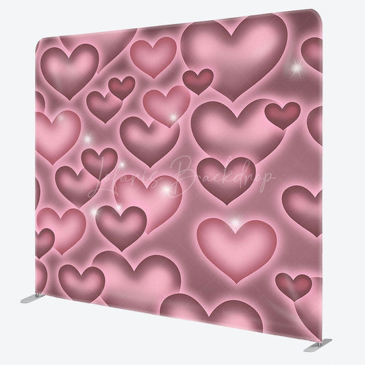 Lofaris Romantic Pink Heart Wedding Square Tension Backdrop
