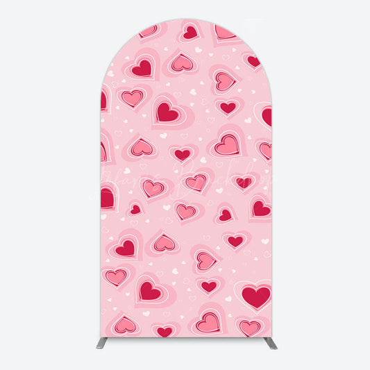 Lofaris Romantic Pink Hearts Valentines Day Arch Backdrop