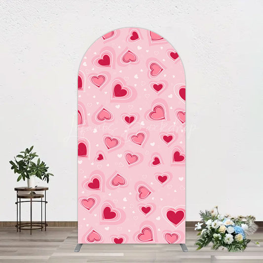 Lofaris Romantic Pink Hearts Valentines Day Arch Backdrop