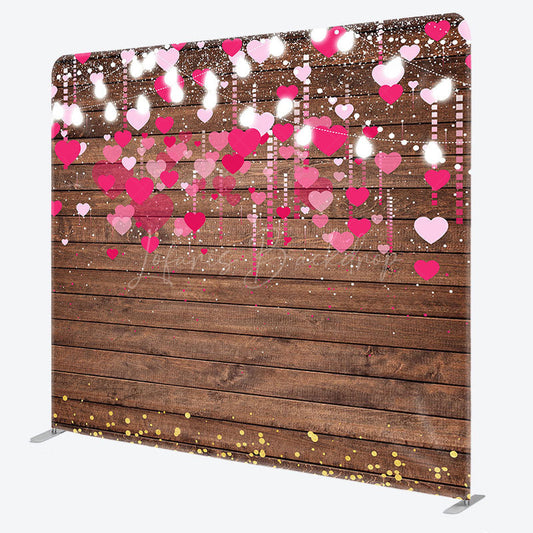 Lofaris Romantic Pink Hearts Wooden Square Tension Backdrop
