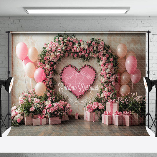 Lofaris Romantic Plant Pink Floral Arch Balloon Gift Backdrop