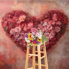 Lofaris Romantic Red and Pink Floral Heart Photography Backdrop Textured Wall for Valentine’s Day Wedding