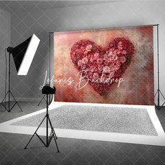 Lofaris Romantic Red and Pink Floral Heart Photography Backdrop Textured Wall for Valentine’s Day Wedding