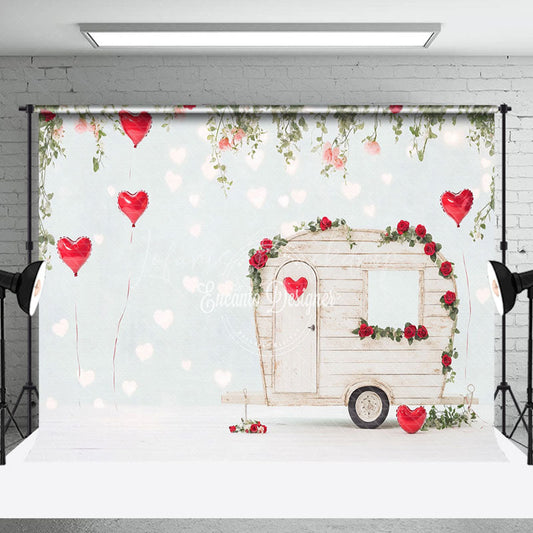 Lofaris Romantic Red Balloons Plant Rose Motorhome Backdrop