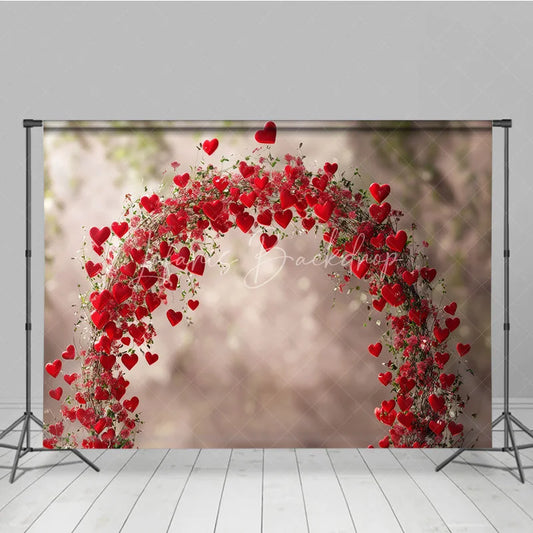 Lofaris Romantic Red Hearts and Floral Arch Photography Backdrop perfect for Valentine’s Day Wedding or Engagement