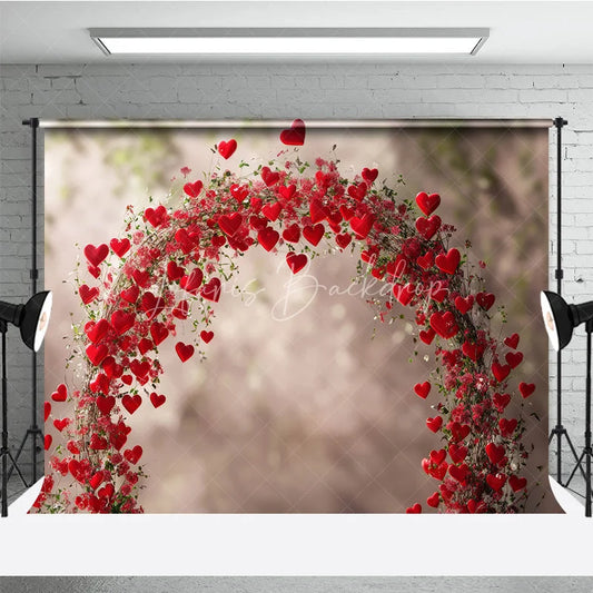 Lofaris Romantic Red Hearts and Floral Arch Photography Backdrop perfect for Valentine’s Day Wedding or Engagement