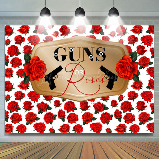 Lofaris Romantic Red Rose Pistol Baby Shower Party Backdrop