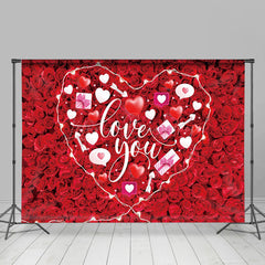 Lofaris Romantic Red Rose White Heart Love You Backdrop