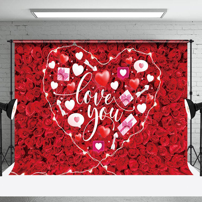 Lofaris Romantic Red Rose White Heart Love You Backdrop