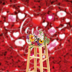 Lofaris Romantic Red Rose White Heart Love You Backdrop
